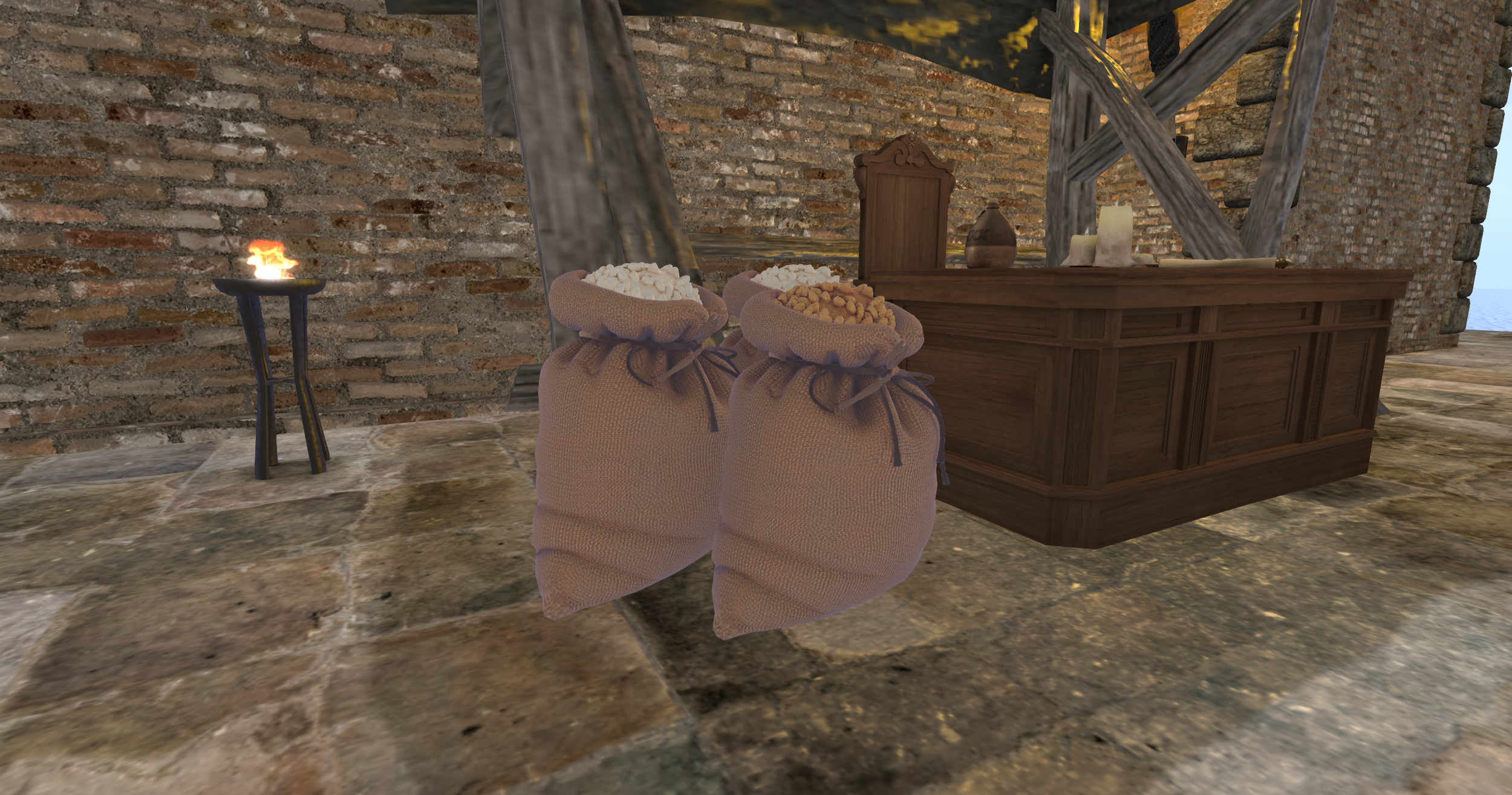 Roman Grain Sacks in Second Life Roleplay