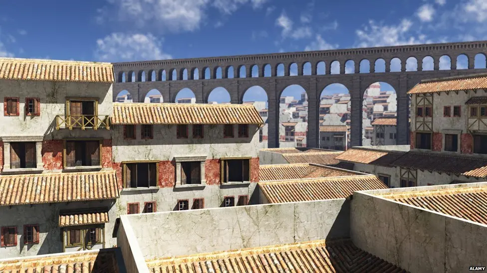 Artist rendering of a Roman Insula